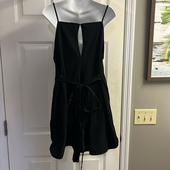ZARA Black Pull-On Spaghetti Strap Cotton Romper w/ Attached Belt Straps- Large - Picture 6 of 15